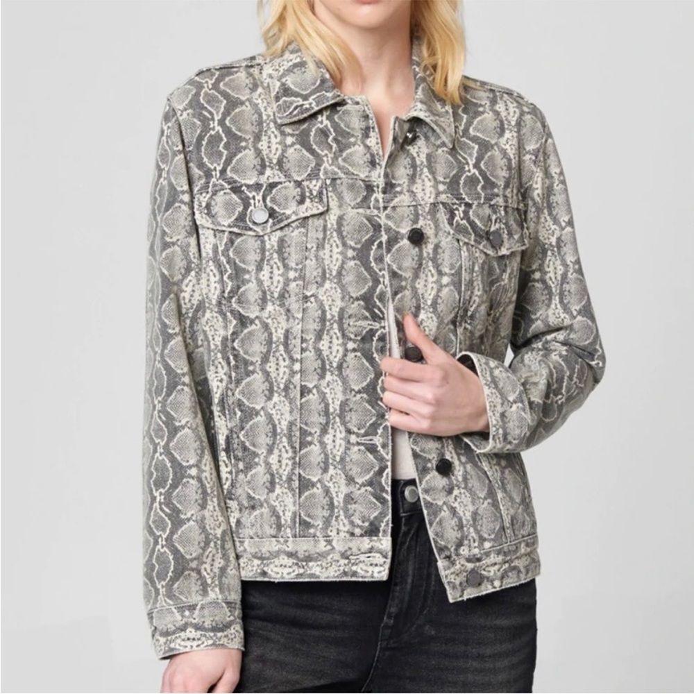 Blank NYC Snakeskin Print Snake Along Denim Jacket, Size XS NWOT
